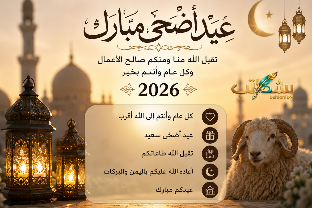 رسائل تهنئة عيد الأضحى 2026- صور عيد الأضحى- تهنئة عيد الأضحى- رسائل العيد للأصدقاء- رسائل عيد الأضحى للعائلة- تهاني واتساب عيد الأضحى
