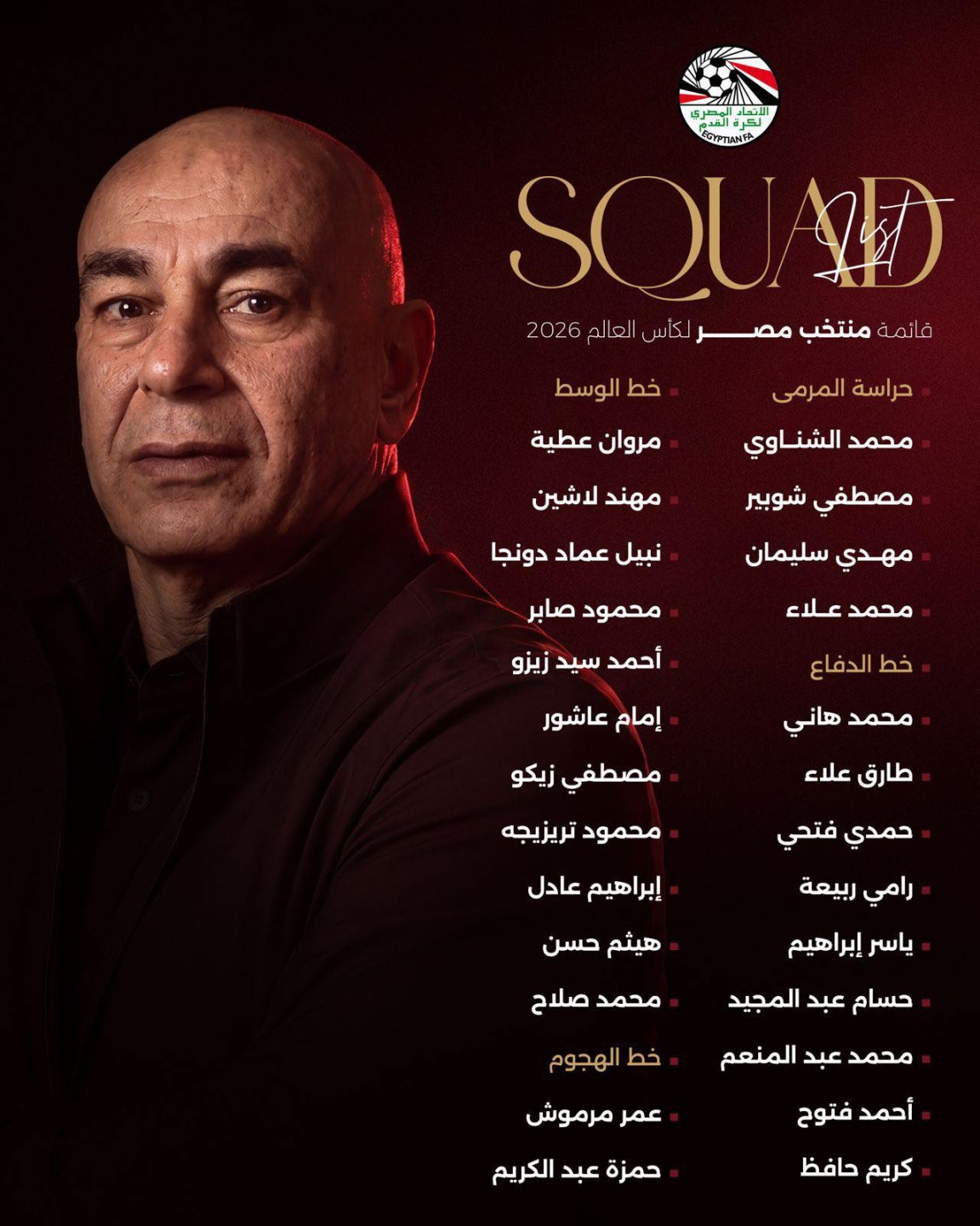 منتخب مصر- كأس العالم 2026- حسام حسن -قائمة منتخب مصر- محمد صلاح -عمر مرموش -إبراهيم حسن- مجموعة مصر في كأس العالم -منتخب مصر والبرازيل